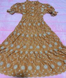Women's Fashion Midi Dress In 3D Laise Fabric With Elastex On The Back And Button On The Front And Lining - 查看 3