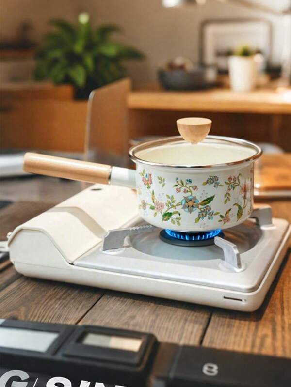 1Set Enamel Enameled Fast Food Pot With Handle And Lid Butter Jar, Thickened Color Enameled Noodle Bowl, Retro Foreign Porcelain Iron Rice Cooker, Multifunctional Spice Storage Pot,School Supplies