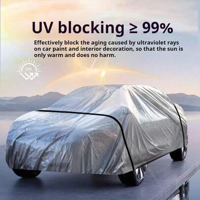 Gray PE Car Cover, Full Vehicle Coverage Anti-Scratch Anti-UV Anti-Dust, Sedan SUV Universal Car Cover, Essential For Outdoor Parking