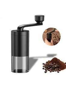 1pc Manual Coffee Bean Grinder, Portable Transparent View Glass Container, Large Capacity Hopper, Home & Dorm Use Fresh Ground Coffee Maker' Back To School - Black - View 8