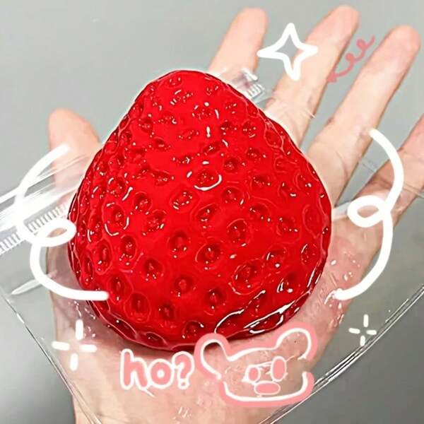 1 pièce Grand cadeau en forme de fraise pressée - Jouets squishy, texture en silicone, facile à nettoyer, convient aux adolescents et aux adultes pour soulager le stress et l'anxiété, parfait pour le DIY, la décoration de la maison, les cadeaux de Noël et les cadeaux de fête, la décoration de Noël, les cadeaux d'Halloween