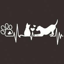猫狗心跳车贴，爪印贴纸，动物爱好者趣味宠物贴纸，可爱猫狗爱好者车贴 - 均碼 - 查看 8