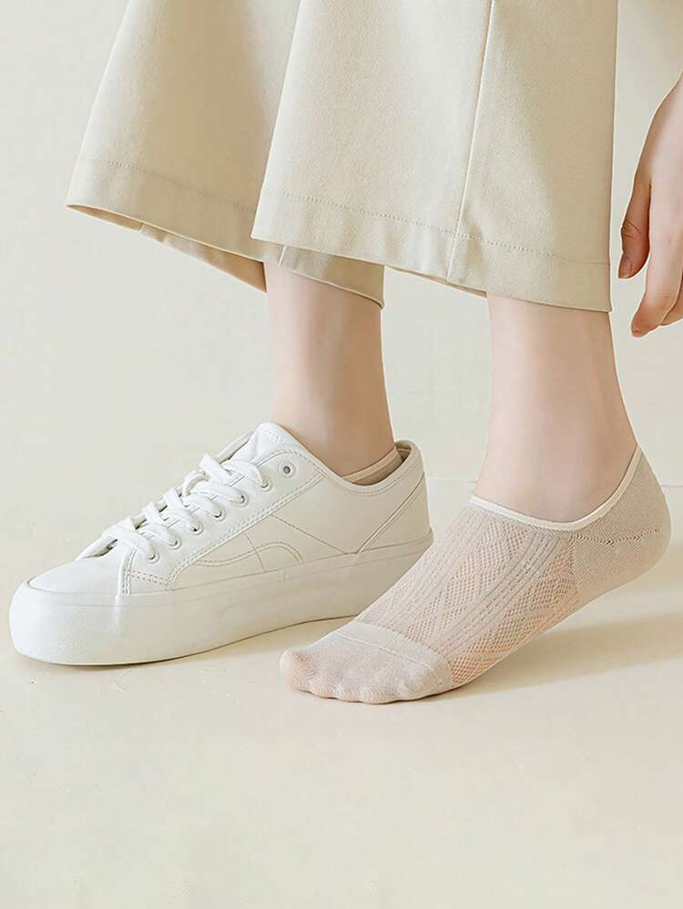 5 أزواج من جوارب الكاحل للنساء، جوارب شفافة غير مر...