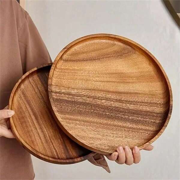 Wooden Tray, Multi-Purpose Wooden Tray, Dessert Tray, Restaurant Service Tray, Suitable For Home, Restaurant And Party, Breakfast Tray, Cake Tray, Bread Tray, Kitchen Tray, Tea Set Tray, Wood, Cosmetics Storage