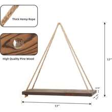 Étagère suspendue en corde rustique, étagères suspendues murales, étagères flottantes suspendues en corde, étagères rustiques de style fermier boho, étagères suspendues, décoration murale de style boho, pour la salle de bain, le salon