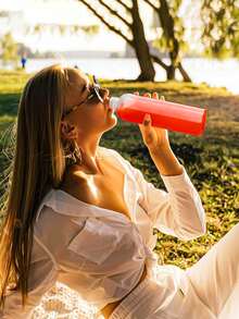 1pc Transparent Glass Water Bottle With Rope Handle And Stainless Steel Leak-Proof Lid, Reusable Glass Juicer Bottle For Juicing, Fridge, 100% Leakproof, - Multicolor - View 6