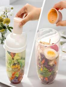 1pc Bento Box Set For Adults With Fork And Seasoning Jar, Salad Bottle, Food Storage And Organization, Salad Dressing,School Supplies