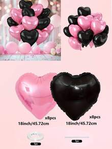 10pcs/Set 18inch Heart Shaped Foil Balloon In Gold, White, Red, Pink, Blue, Cream, Light Gold, Black - Perfect For Birthday Party, Wedding, Valentine's Day, Anniversary, Bridal Shower, New Year Party Decoration, Room Decor, Photo Props - Multicolor - View 34