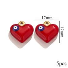5PCS Stainless Steel Fashion Simple Rose Heart Pendant DIY Necklace Earrings Bracelet Jewelry Making Supplies Suitable For Women Gift