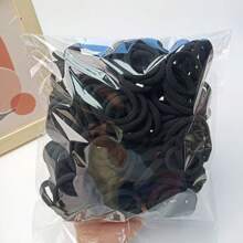 200/50pcs Ladies All-Match Black High Elasticity No Damage Hair Ties, Fashion Versatile Elegant Minimalist Hair Scrunchies Suitable For Daily Casual, Party, Commute, Vacation, Washing, Makeup, Hairstyles, Outfit Accessory