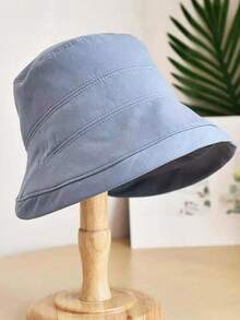 Sombrero de cubo de ala ancha transpirable y casual, sombrero de cubo retro versátil, protección solar para el verano, sombrero casual de unicolor sin protección UV, primavera/verano