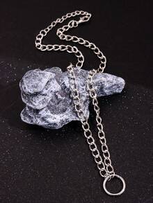 1pc Fashion Punk Chain Necklace For Men, Party Jewelry - Silver - View 3