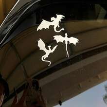 Decal Rồng Bay Bằng Nhựa Vinyl Bền - Thiết Kế Màu Đen Bóng Mượt Cho Xe Hơi, Máy Tính Xách Tay, Xe Tải, Tường, Thích Hợp Cho Mọi Bề Mặt Nhẵn - Một cỡ - Xem 4