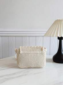 Solid Color Straw Children Shoulder Bag, Girls Mini Crossbody Purse - A - View 6