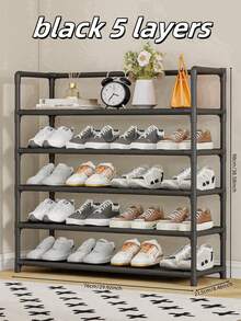 1pc 3-7 Tiers Easy Assemble Shoe Rack, High Capacity Compact Space-Saving Floor Stand Storage Shelves For Bedroom Decor - Multicolor - View 6