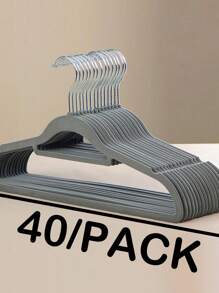 Cabide de roupas flocado estilo adulto, 10/20/40 peças, sem rastros e antiderrapante, cabideiro para calças grossas de uso doméstico, organização de espaço no guarda-roupa, suporte para roupas