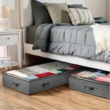 4pcs Extra Large Under-Bed Storage Bags With Full-Open Top Window Design, Convenient For Taking Out Items, Fully Zippered Closure Bedding Storage Bag For Home, Dorm, Clothes, Books, Toys (Gray) - Grey - View 6