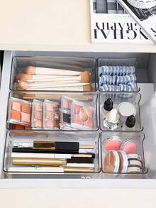 Drawer Desk Top Makeup Storage Box - Combination Transparent Plastic Drawers Organizer, Multi-Function Makeup Brush Holder, Tray, Gift Box, Accessory Organizer For Cosmetics, Jewelry, Office, Suitable For Vanity, Bathroom, Kitchen, Bedroom,For Holiday Beach, Bathroom Collection, Bedroom Collection, Large Capacity - Clear - View 13