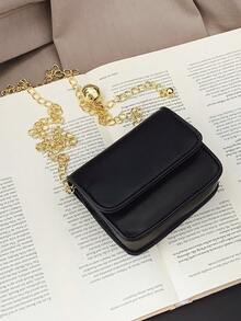 Solid Color Fashionable PU Leather Small Square Cross-Body Shoulder Bag For Girls - A - View 9