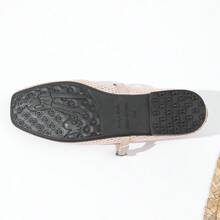 女士网面芭蕾平底鞋，透气休闲方头，时尚舒适软底平底鞋 - 粉紅金色 - 查看 7