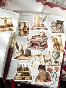 18 pezzi di adesivi vintage con lettere scritte a mano ad acquerello, adatti per craft fai-da-te, scrapbooking, album, planner, diario, articoli di cartoleria vintage, ideali per scrapbooking, diari, taccuini, computer portatile, progetti fai-da-te