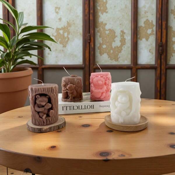 1 pieza de Vela perfumada con oso de miel, disponible en múltiples estilos y colores, regalo de vacaciones, vela con forma de animal adorable, regalo de amigo, decoración de vela perfumada incluso cuando no está encendida