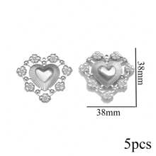 5PCS Stainless Steel Fashion Simple Rose Heart Pendant DIY Necklace Earrings Bracelet Jewelry Making Supplies Suitable For Women Gift