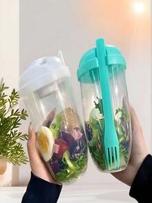 1pc Bento Box Set For Adults With Fork And Seasoning Jar, Salad Bottle, Food Storage And Organization, Salad Dressing,School Supplies