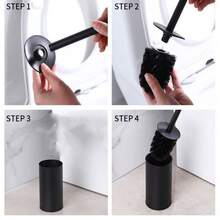 1pc Stand-Up Toilet Brush Set, Bathroom Cleaning Brush & Holder - Multicolor - View 4