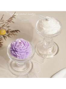 1 pieza Vela con forma de flor, vela estética con forma floral, vela de cera de soja fría, vela hecha a mano minimalista, vela decorativa para el hogar, spa, yoga, decoración de cumpleaños, boda, fiesta, regalo, set de velas, regalo, regalo para mujer, regalo para mejor amiga