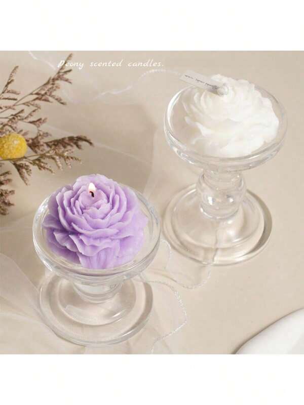1 Pc Flower Shape Candles Floral Shaped Aesthetic Candle Soy Wax Cool Candles Handmade Minimalism Candles Decorative Candles For Home Spa Yoga Birthday Decor Wedding Party Gift Art, Candle Sets,Gifts,Gift For Woman,Bestfriend Gifts