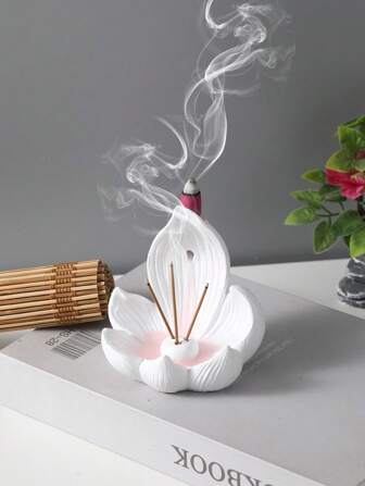 Fshonbutie Resin Creative Multifunctional Incense Burner, Lotus Flower Design For Home, Bedroom, Living Room, Office, Temple Decor
