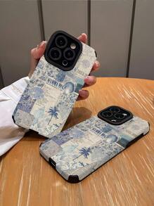 1pc Summer Blue Ocean Element Classic Anti-Fall Soft Protective Phone Case, Compatible With Apple And