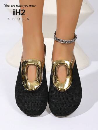 IH2 女士时尚镂空针织度假风露背凉鞋