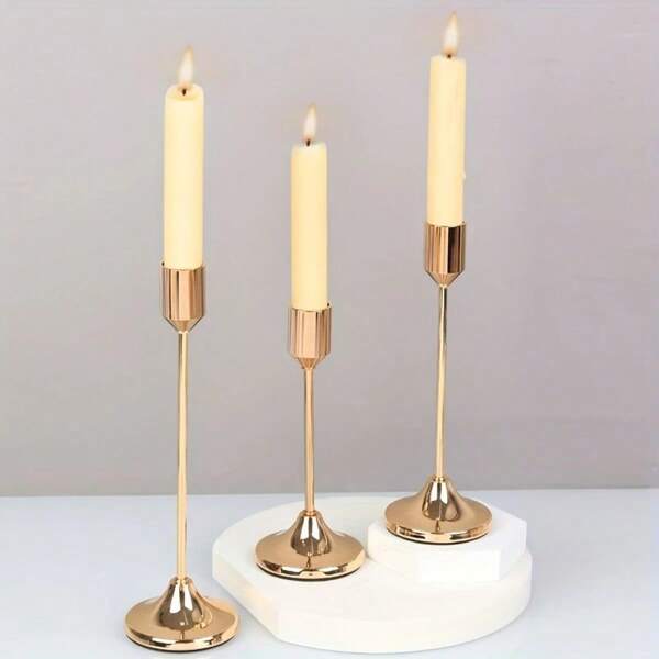 3/6/12/30pcs Metal Candle Holders, Christmas Desktop Decor, Candlelight Dinner Photo Props, Wedding Anniversary Decor, Home Hotel Decor, Birthday Gift, Suitable For Centerpiece, Wedding, Dining, Party