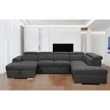 128"Sofa U Shaped Sectional Couch With Ottomans Reversible Modular Sofa 7 Seater Couch With Storage Seat,Living Room Furniture Sofa Sets With Adjustable Headrest, Grey - 1 - View 3