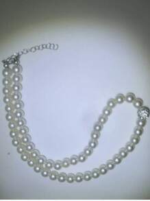 Set de 3 piezas de collar y aretes de joyería con perlas falsas, conjunto de joyería clásica europea y americana con perlas, conjunto de joyería retro con cuentas para mujeres