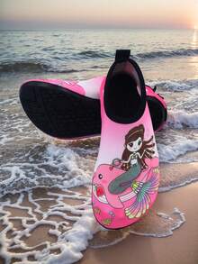 Kids' Shimmer Fish Scale Water Shoes - Rose Pink Quick-Dry Design For Beach, Surf & Waterpark | Lightweight Anti-Scratch Sole | CE-Certified Toddler To Youth Sizes 22-35 - Multicolor - View 2