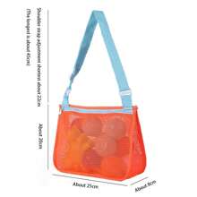1pc Customized Embroidered Lightweight Foldable Large Capacity Beach Bag, Mesh Beach Storage Bag, Beach Travel Mesh Bag, Personalized Shell Zipper Mesh Beach Bag, Sun Protection Bag, Personalized Embroidered Bag, Summer Vacation Storage Bag, Personalized Shell Bag, Shoulder Tote Beach Bag