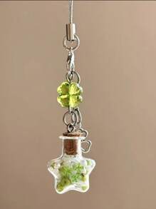 Porte-clés de décoration de sac, appareil photo, chaîne de clés, bouteille de vœux avec trèfle à quatre feuilles et étoile, polyvalent et minimaliste