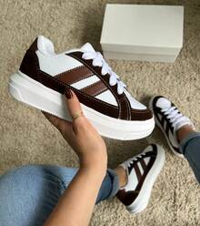Women's Platform Shoes Winter Collection Suede Sneakers - 鏽棕色 - 查看 2