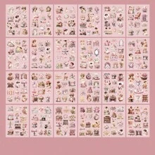 24Sheets/Book Sticker Books, Years Of Lingering Series, Retro And Exquisite European-Style Girl And Flower-Themed Stickers, Scrapbook Supplies, Notebook Accessories, Decorative Notebooks, Photo Frames, Phone Cases, Water Cups, Garbage Magazines, Stationery Boxes, DIY Personalized Stickers,School Supplies,Back To School