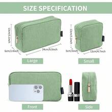 MAGEFY Bolsa de Maquillaje para Monedero Bolsa de Cosméticos Pana Linda Bolsa de Cosméticos para Mujer - Pequeño+Grande-Verde-2pcs - Ver 6