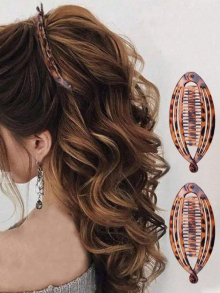 1/2 pièces Pince à cheveux en forme de griffe imprimée léopard et noire : pince banane, pince coque de tortue, pince haricot, pince queue de cheval, convient pour les pinces à cheveux quotidiennes, pinces à cheveux, pinces à cheveux, pinces à cheveux, pinces à cheveux, pinces à cheveux. Accessoires pour cheveux d'automne et d'hiver pour femmes pour les tenues de vacances