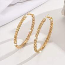 1 Pair Handmade Elegant Big Round Crystal Earrings, Suitable For Women, Party And Evening Dresses
