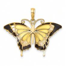 The Black Bow 14k Yellow Gold & Yellow Translucent Acrylic Butterfly Pendant, 30mm