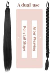 1 件装马尾假发 直马尾辫 可编成马尾辫接发 拳击辫 两用 DIY 适合女性日常穿着和聚会 - 彩色 - 查看 5