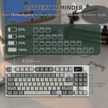 ATTACK SHARK RK86 RGB 75% Wireless Gasket Mechanical Keyboard, Triple Mode Blue Bud 5.0/2.4G/USB-C 82 Keys Hot Swappable Gaming Keyboard 4000 MAH Battery With Knob & 1.2'' HD OLED Display, Custom Linear Switches