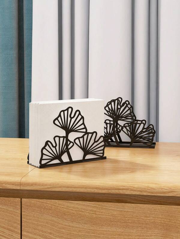 1 pieza Organizador de cocina de hierro único con diseño de hoja de Ginkgo - Perfecto para toallas de papel y talla grande