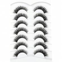 False Eyelashes Faux Mink Lashes Cat-Eye Look 18MM Wispy Long 8D Volume Fake Eyelash Strips 7 Pairs Pack